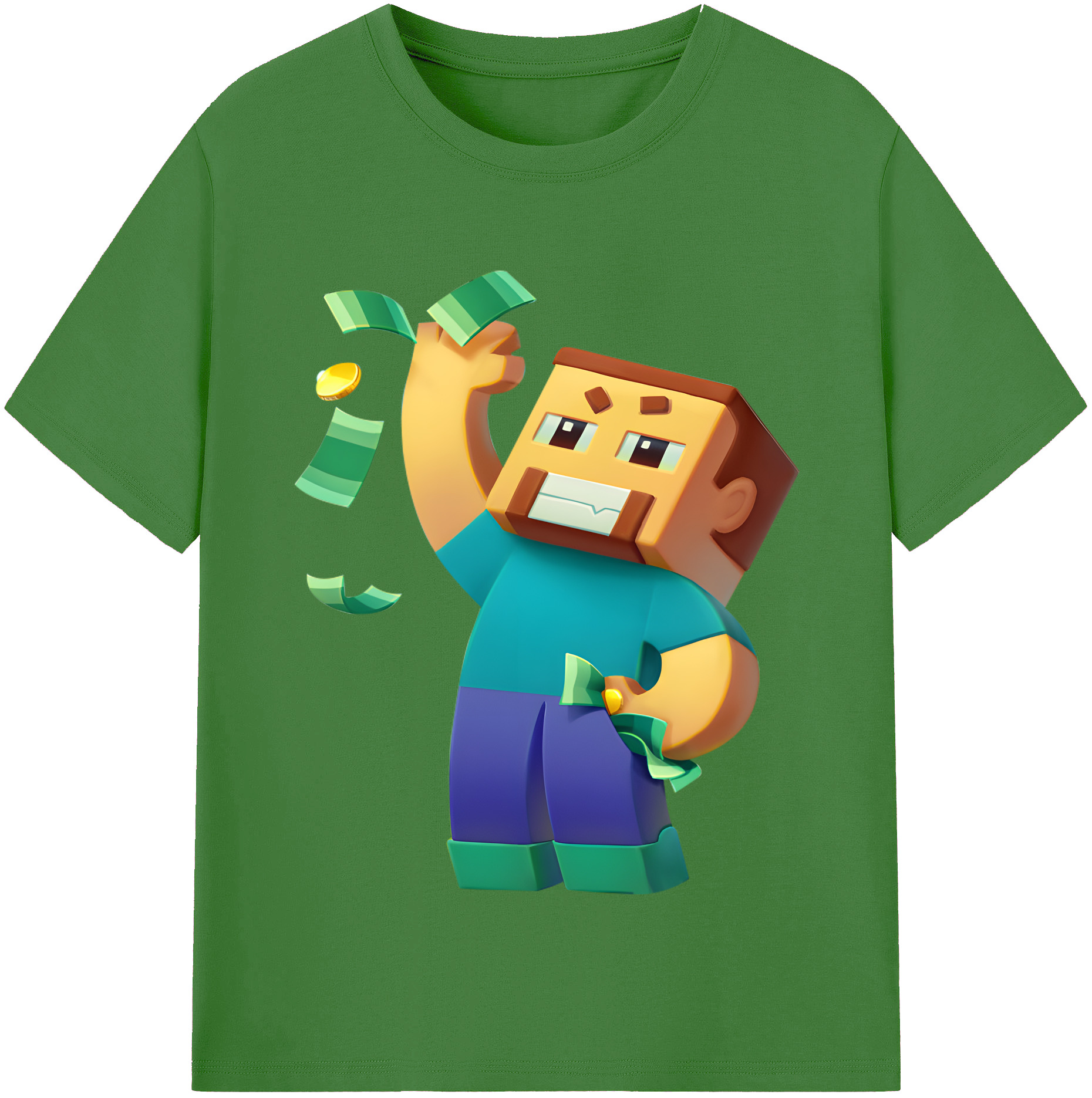 （画像用） マインクラフト ブロックの世界 Minecraft MC Block world レディースカジュアルプリントTシャツ（綿100％）